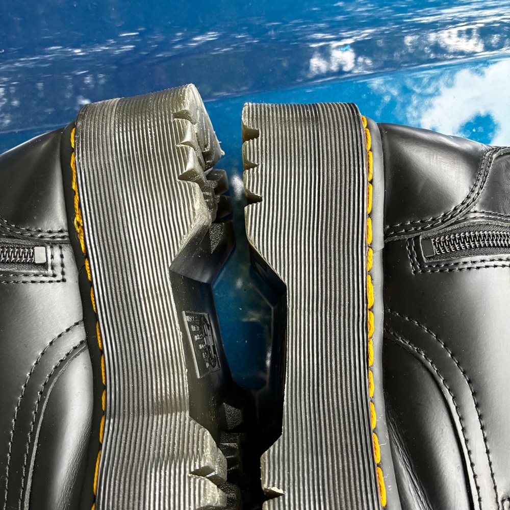 Dr. Martens Black Leather Ankle Boots with Yellow Accents - Picture 7 of 10